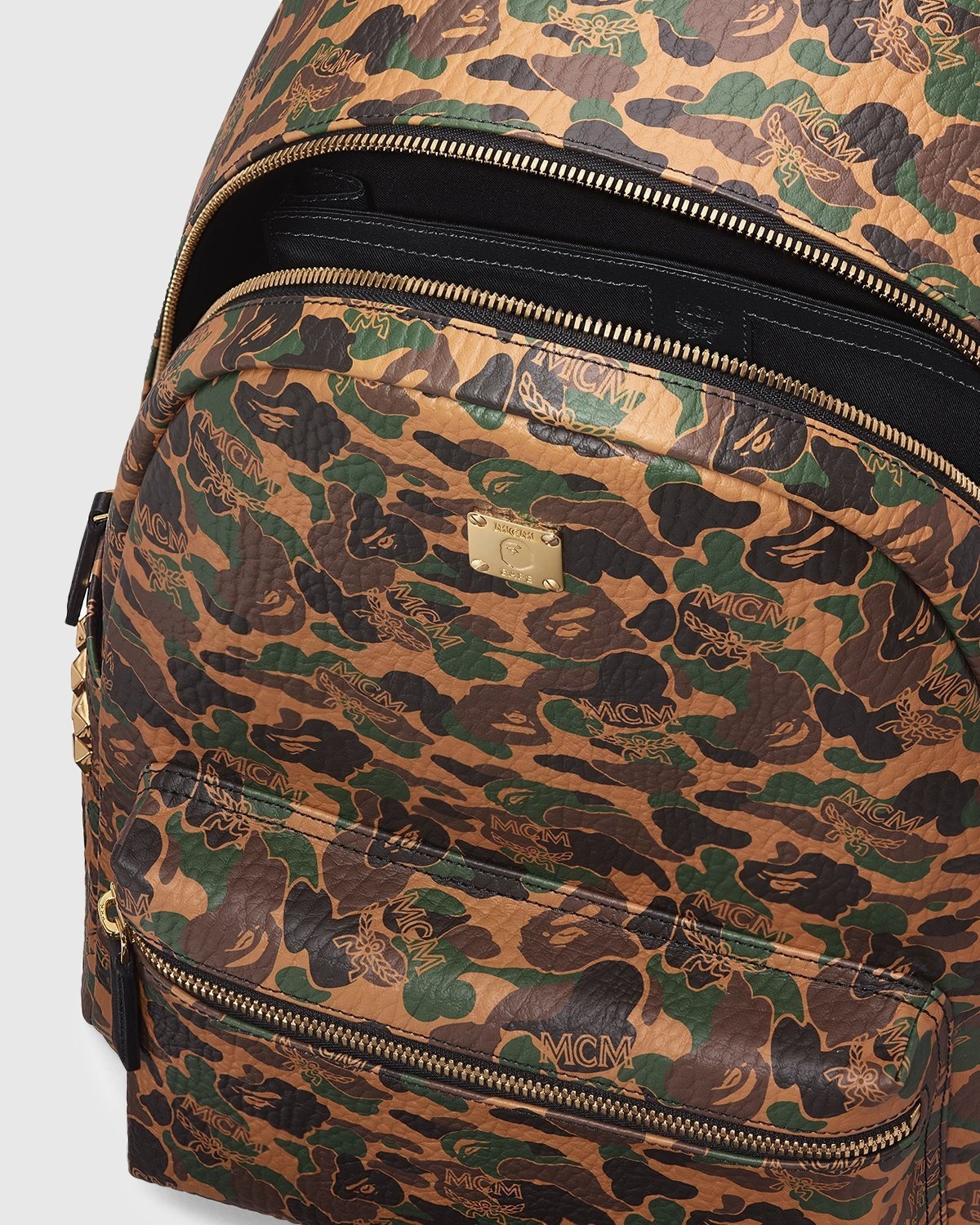 MCM x BAPE Backpack 040 Kamo Khaki Highsnobiety Shop