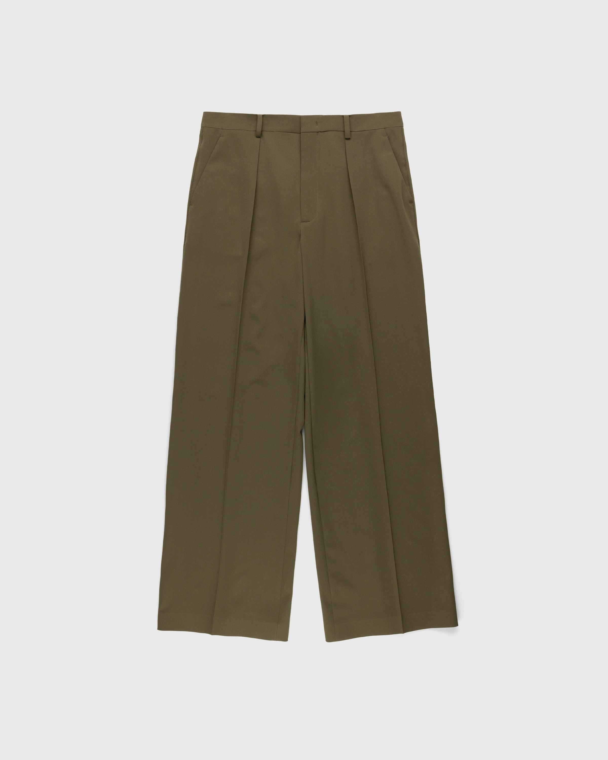 Khaki Woven Double Belt Loop Suit Pants