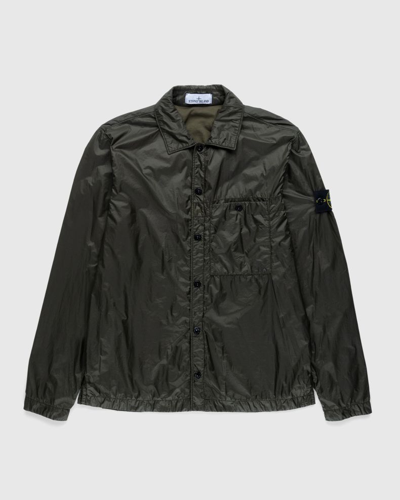 Coated Nylon Overshirt Olive