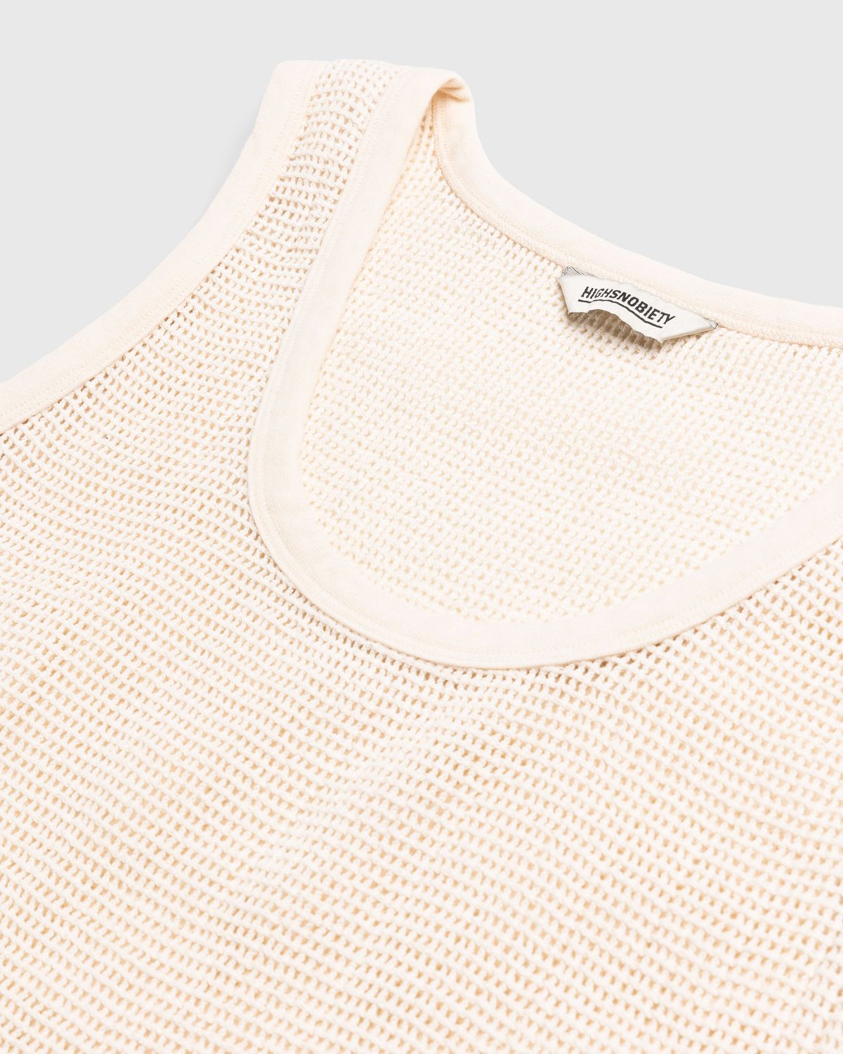Highsnobiety – Cotton Mesh Knit Tank Top Eggshell - Tops - Beige - Image 6