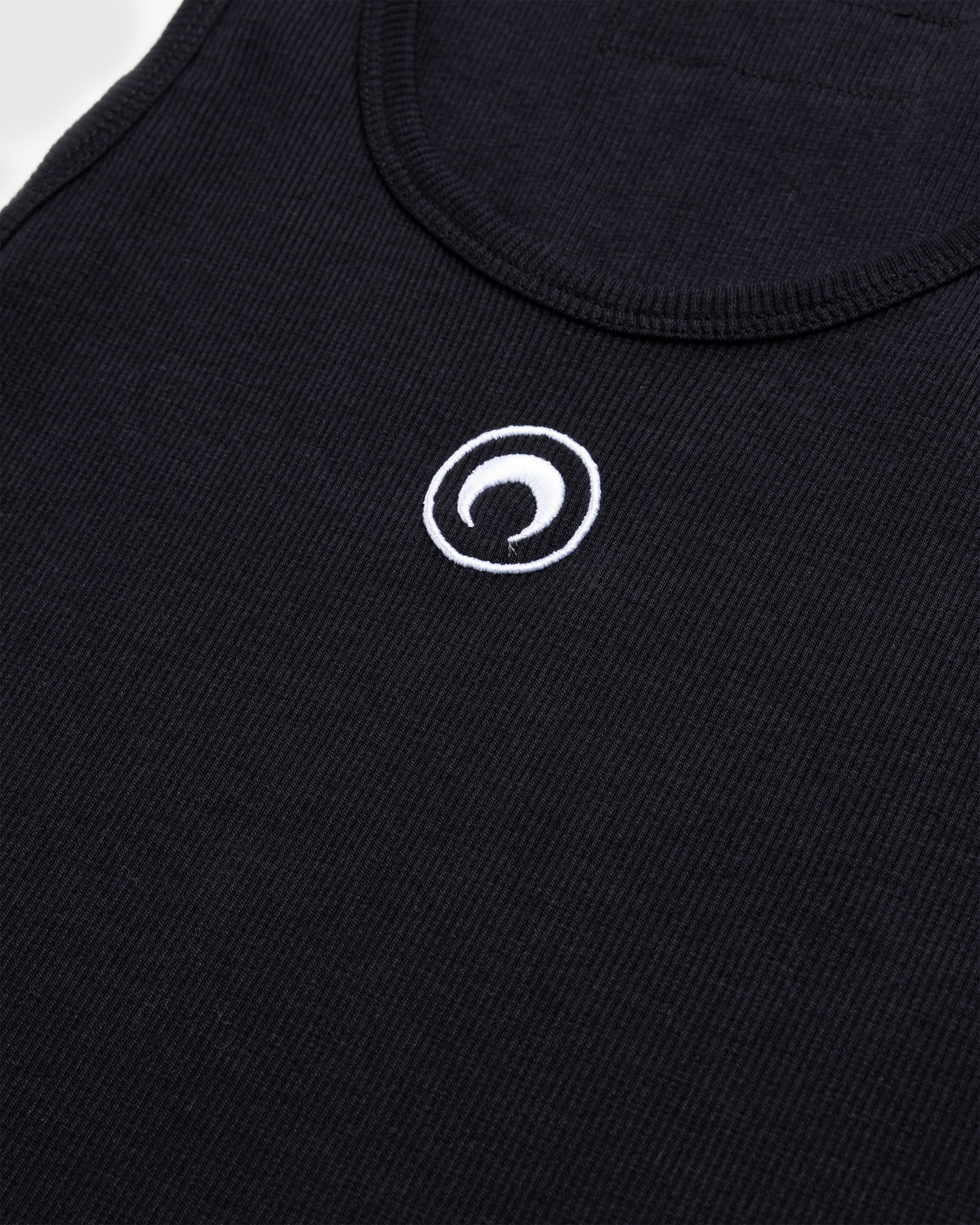 Marine Serre – Organic Cotton Rib Tank Top Black - Men Tops - Black - Image 6