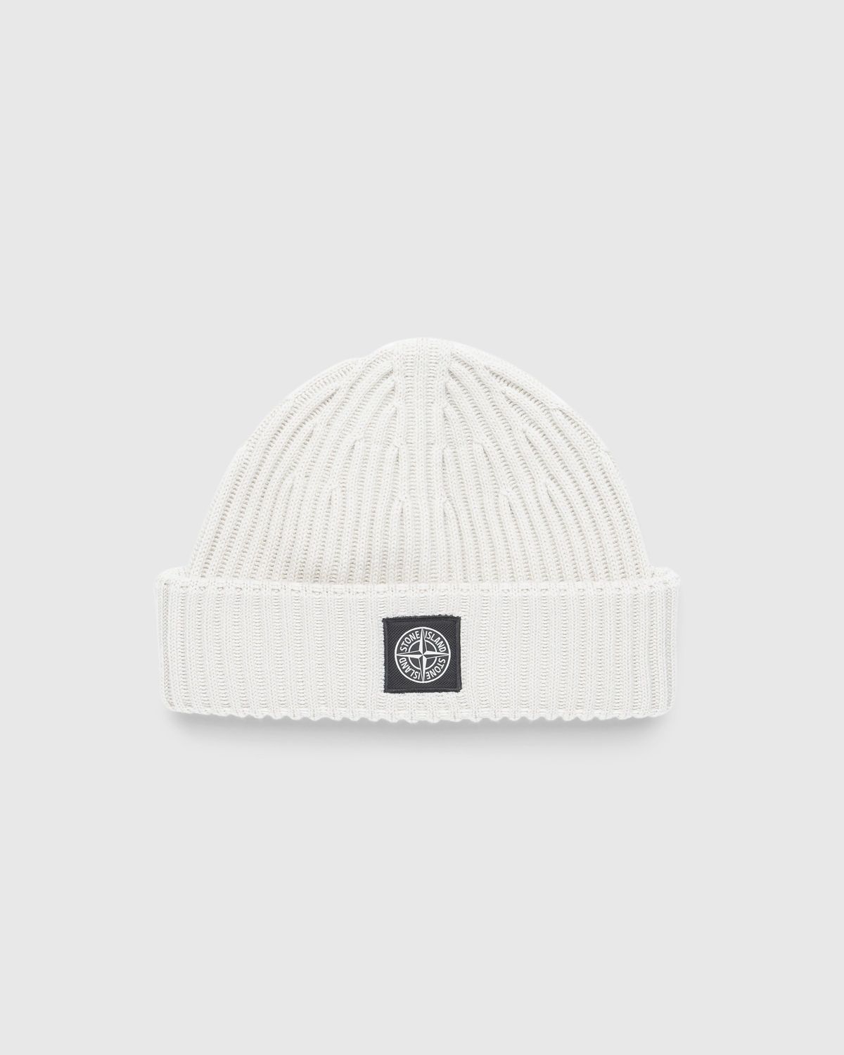Stone Island – Ribbed Wool Beanie Plaster - Hats - White - Image 1