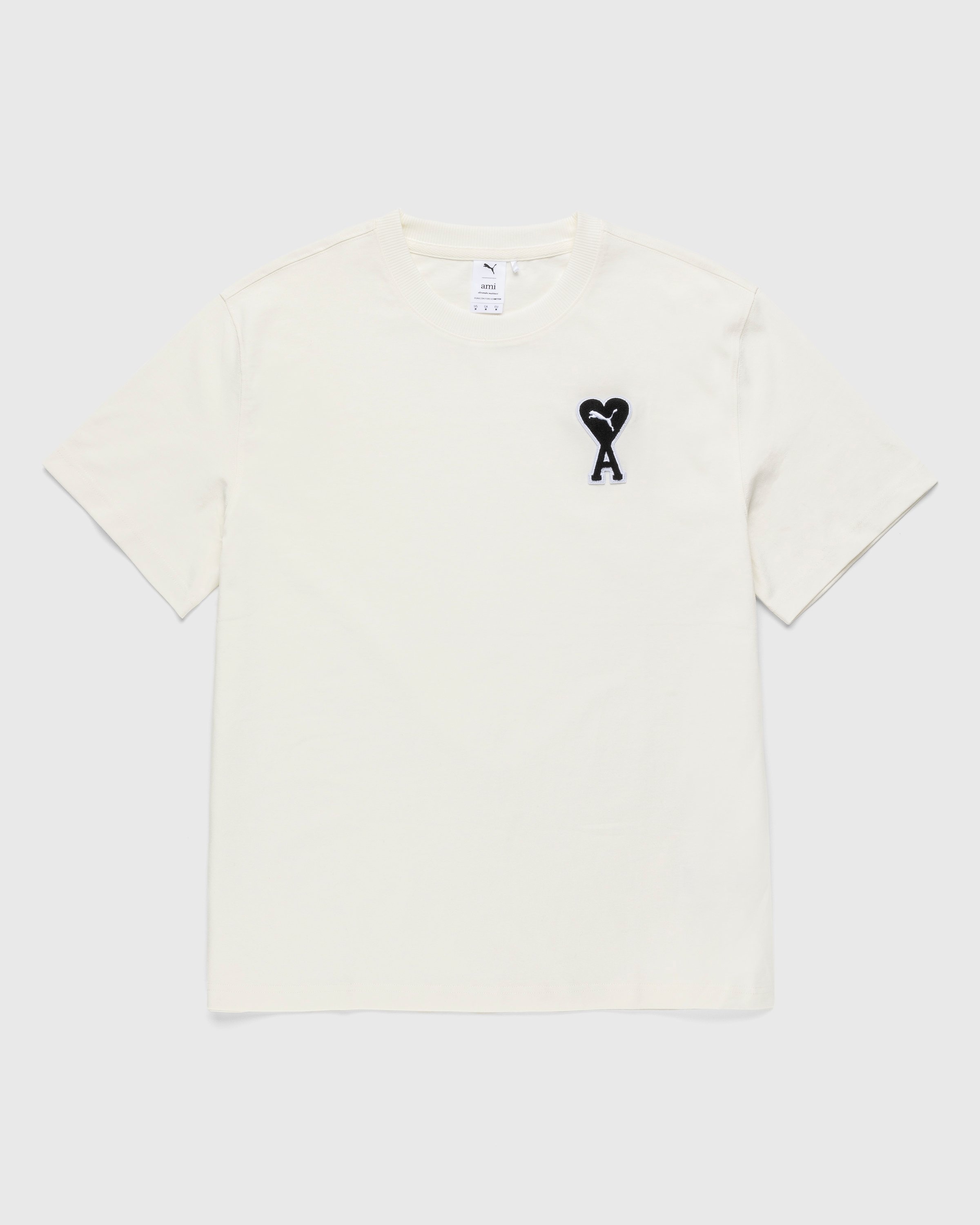 Puma x AMI – Chenille Logo Tee Beige - Tops - Beige - Image 1