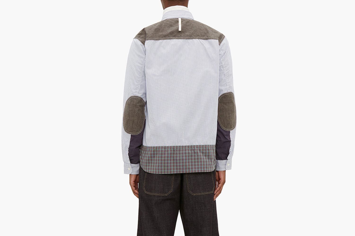 Patchwork Canvas And Pinstriped Cotton Shirt