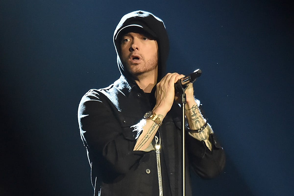 Eminem performs on stage during the MTV EMAs 2017