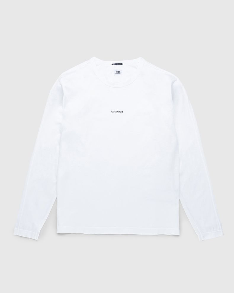 70/2 Mercerized Jersey Twisted Long Sleeved Logo T-Shirt White
