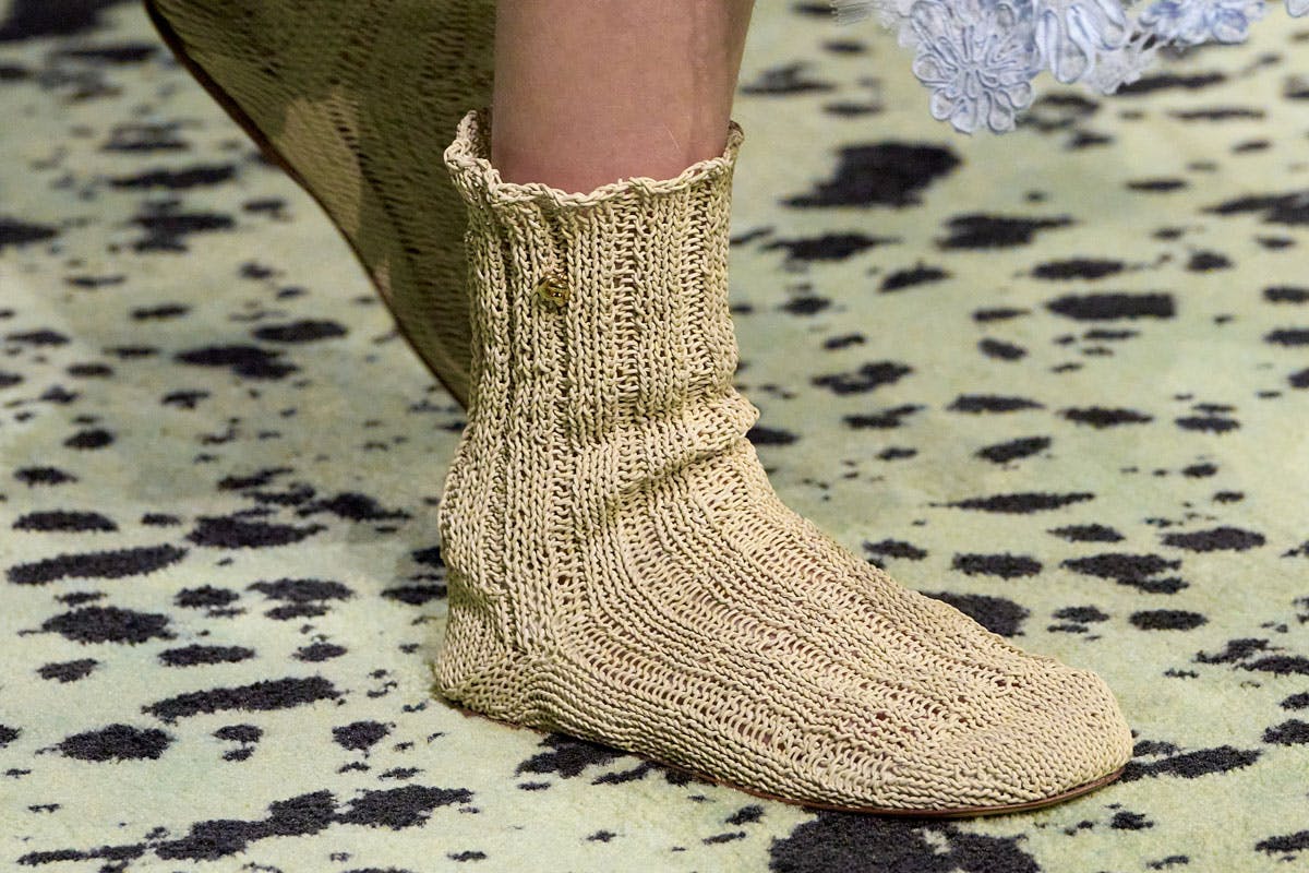 Bottega Knit Socks Out of Leather