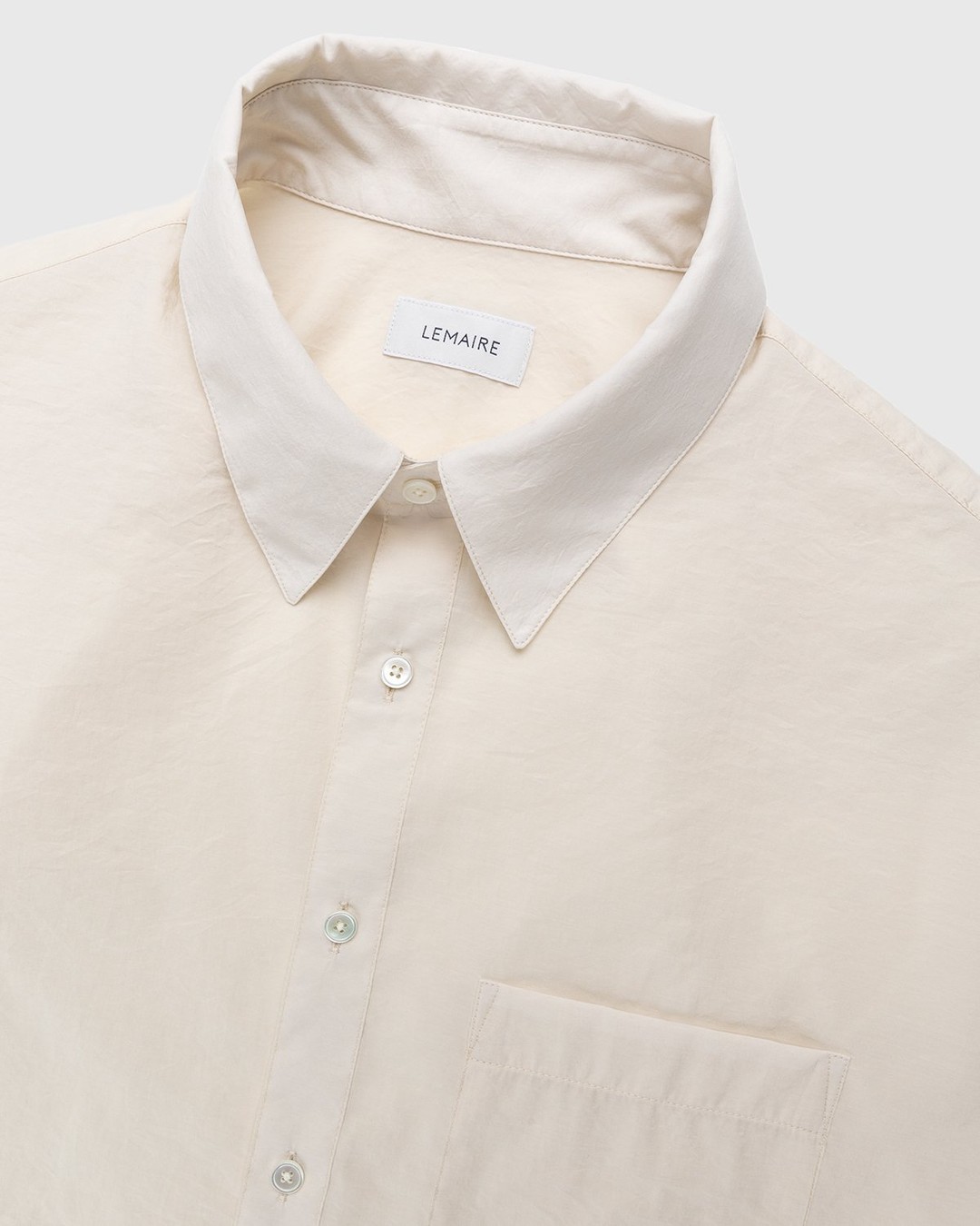 Lemaire – Regular Collar Short Sleeve Shirt Ivory - Shirts - White - Image 4