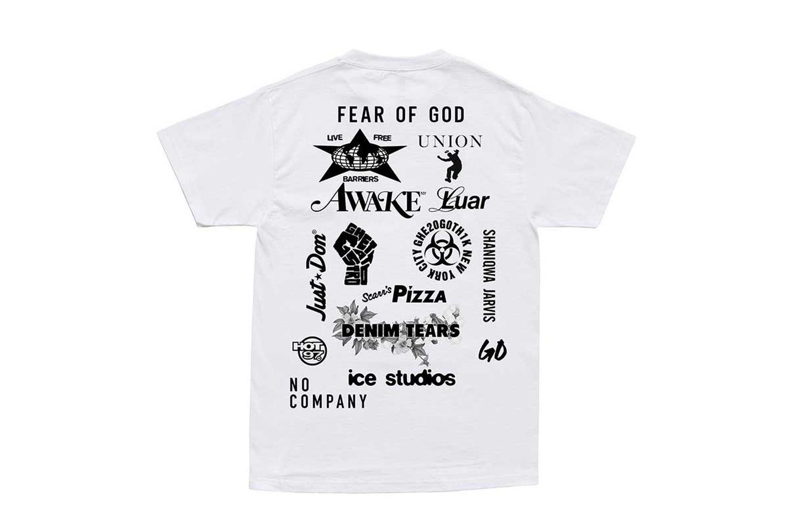 awake ny the bronx fire charity tee shirt Barriers Worldwide Denim Tears Fear of God GO GHE20G0TH1K Ghetto Gastro HOT97 ICE Studios Just Don Luar Union Los Angeles Scarr’s Pizza Shaniqwa Jarvis Shirt King Phade