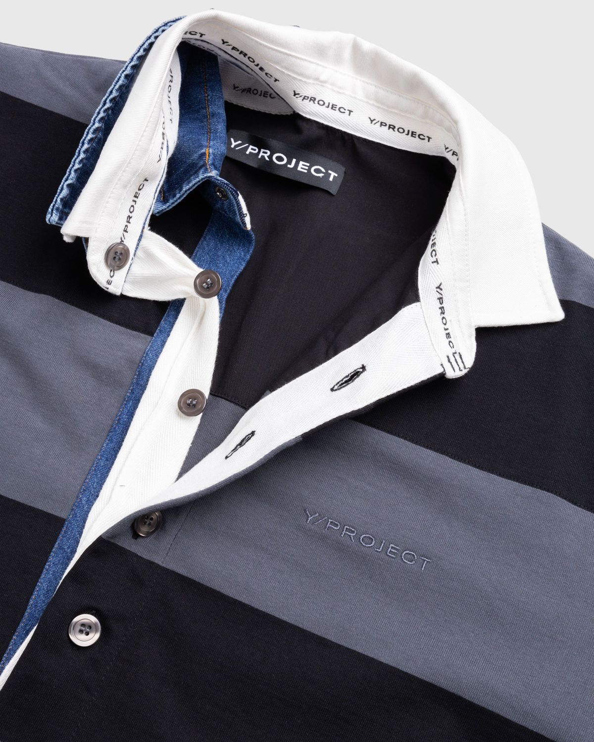 Y/Project – Triple Collar Rugby Polo Black/Grey - Shirts - Grey - Image 5