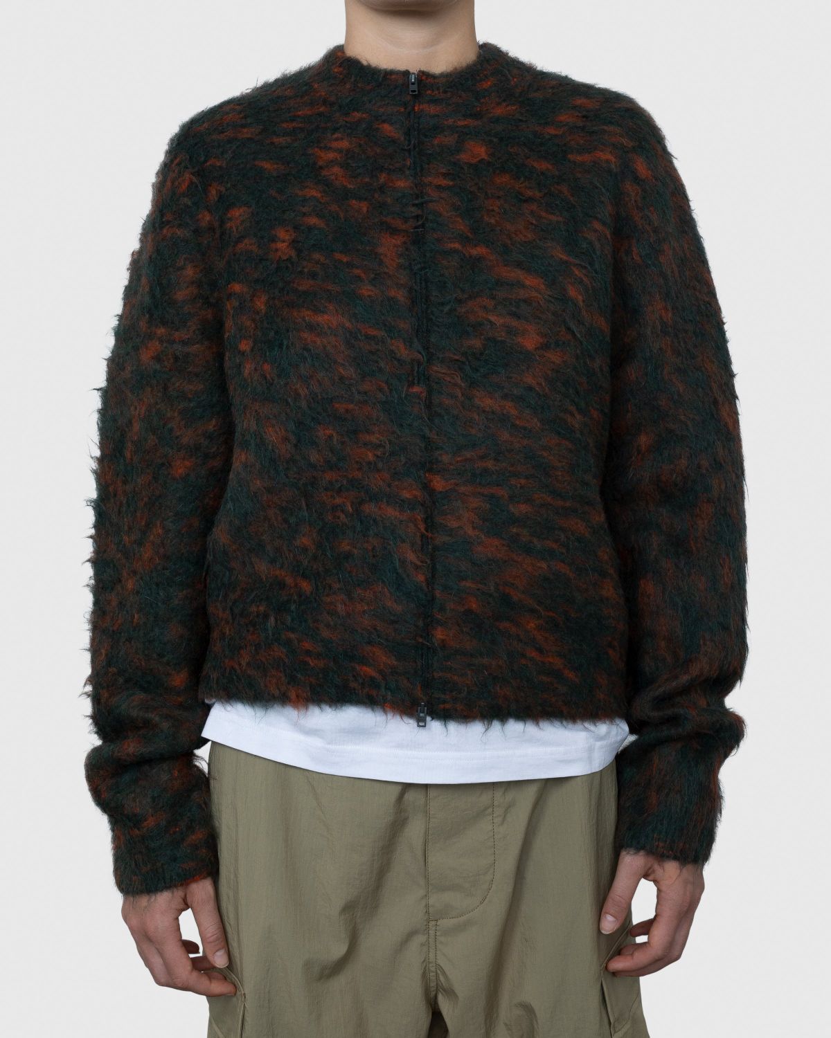 Acne Studios – Hairy Zippered Cardigan Forest Green/Orange - Knitwear - Green - Image 2