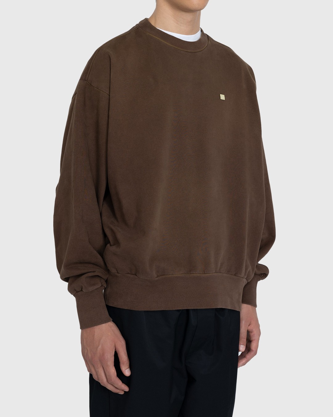 Acne Studios – Organic Cotton Crewneck Sweatshirt Coffee Brown - Sweats - Brown - Image 3