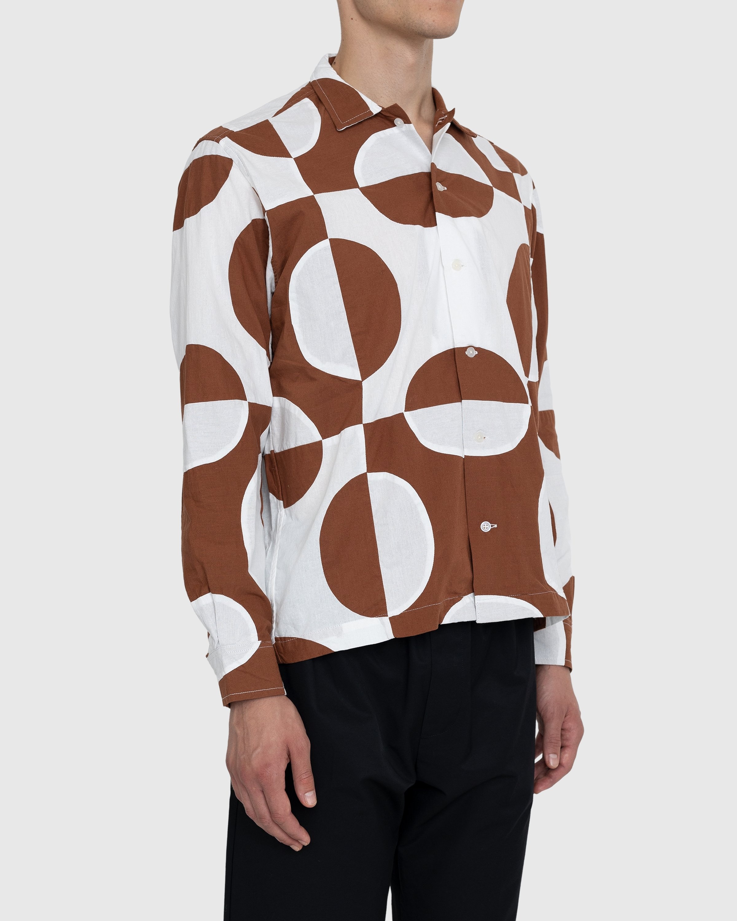 Bode – Duo Oval Patchwork Long-Sleeve Shirt Brown - Shirts - Multi - Image 3