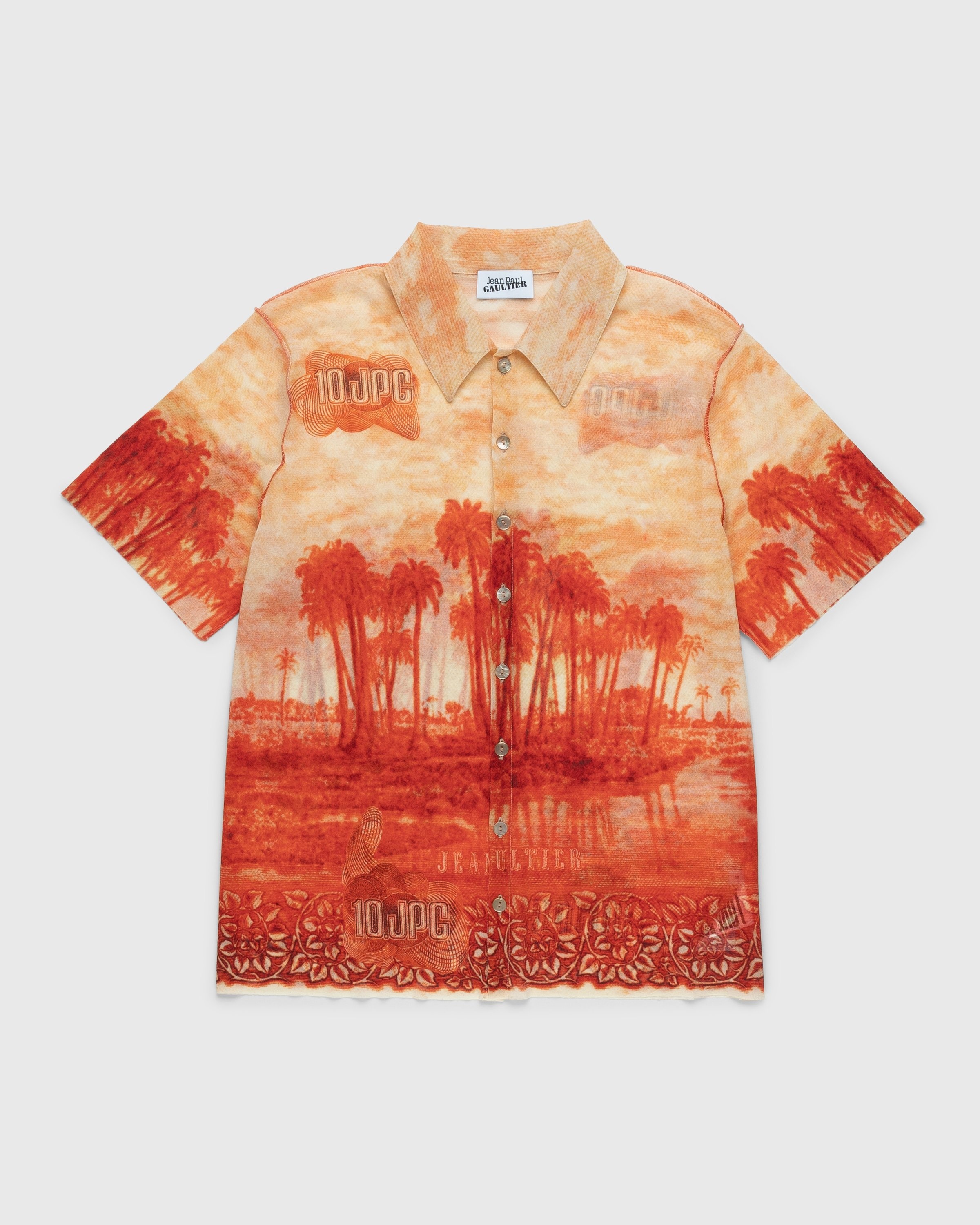 Jean Paul Gaultier – Palm Tree Summer Shirt Ecru/Red - Shortsleeve Shirts - Red - Image 1