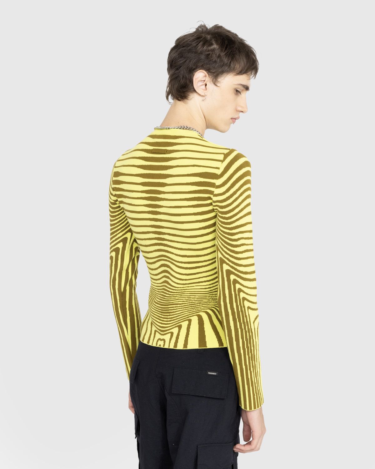 Jean Paul Gaultier – Long Sleeves Crew Neck Morphing Stripes Green - Longsleeves - Green - Image 3
