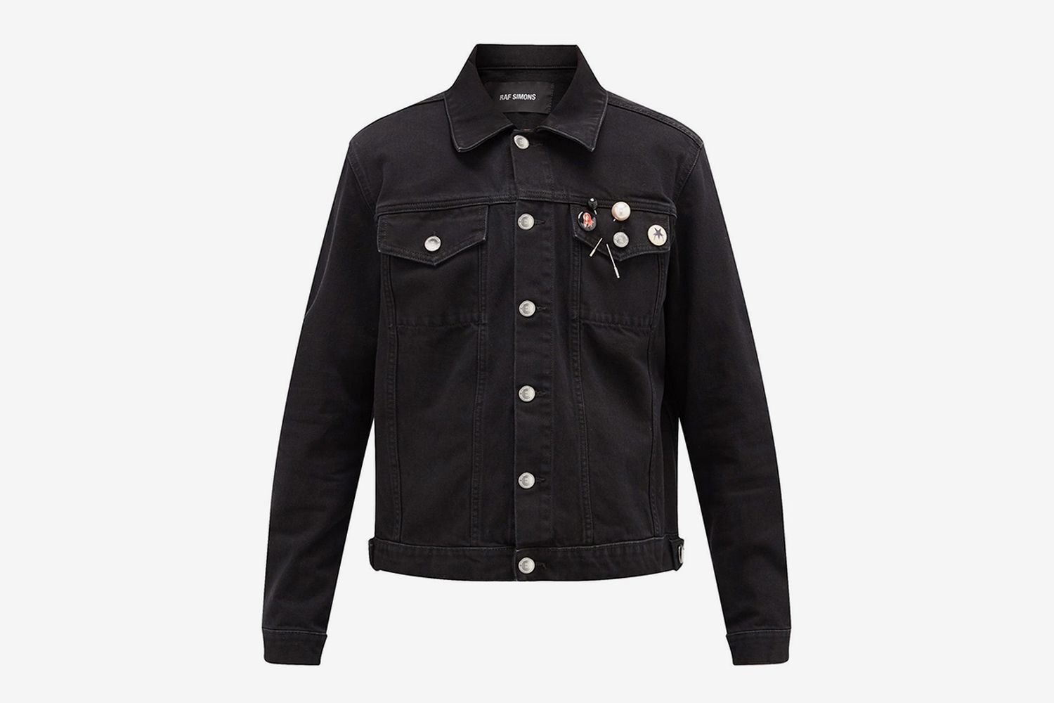 Badge-Embellished Cropped Denim Jacket