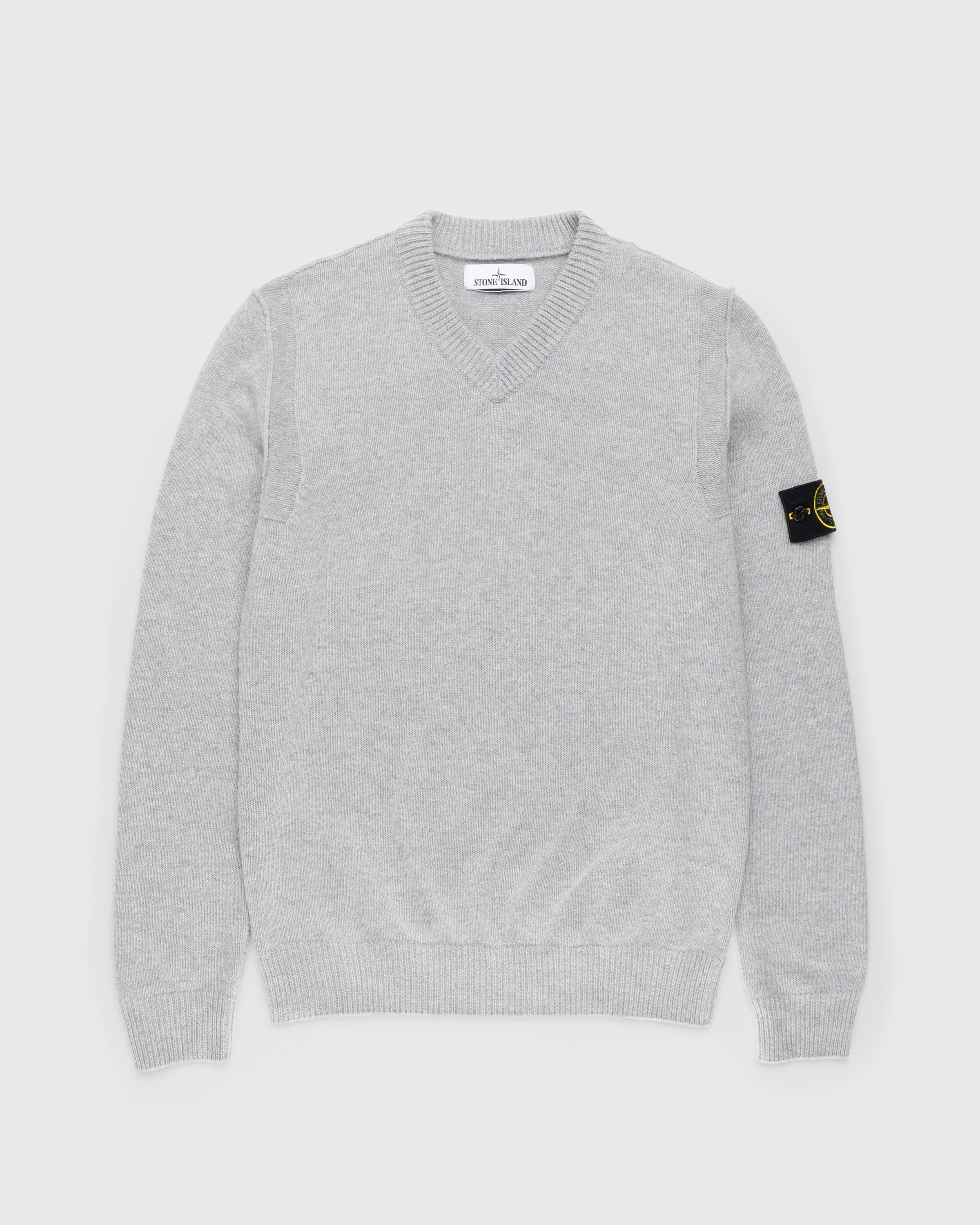 Stone Island – Wool V-Neck Sweater Pearl Grey | Highsnobiety Shop