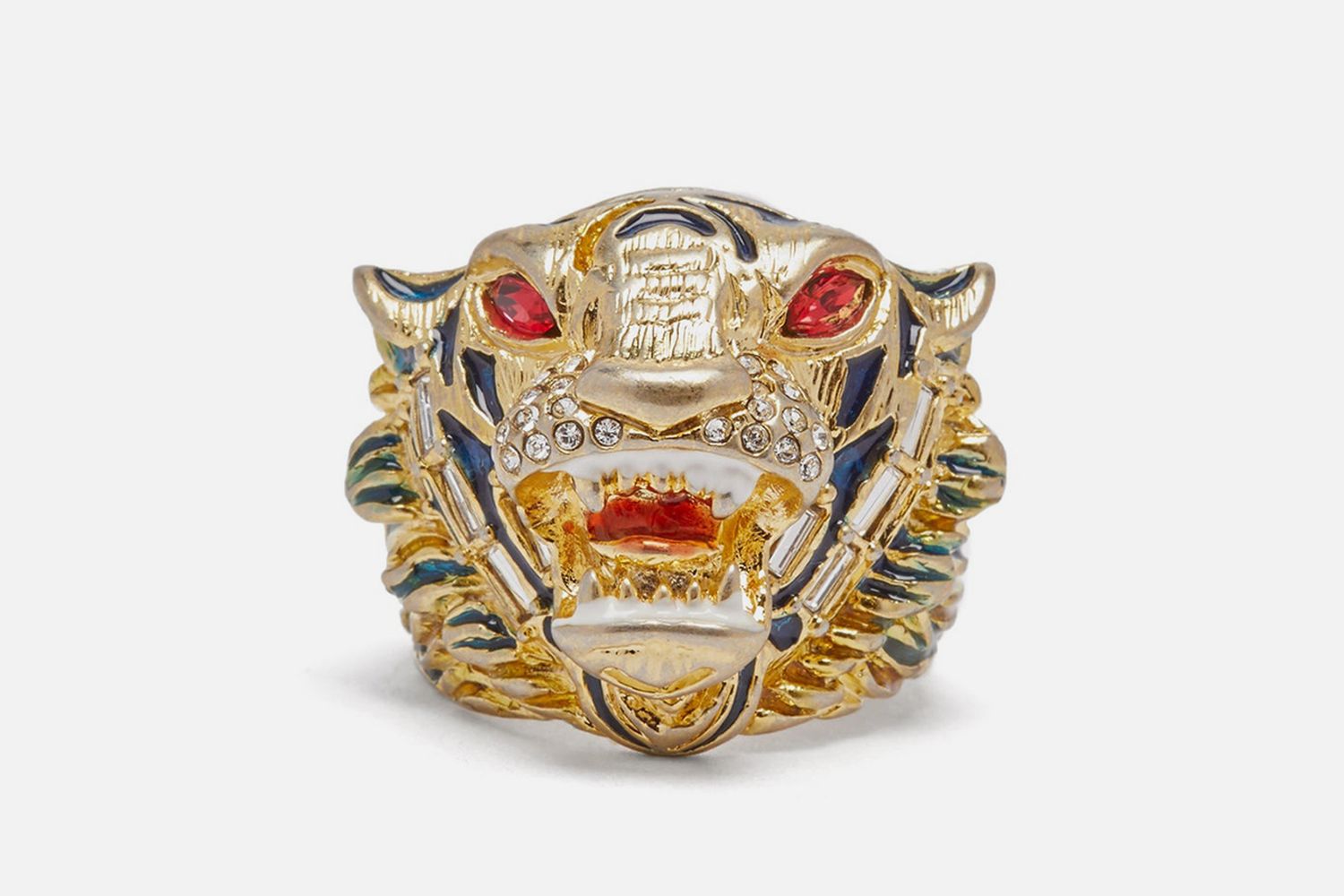 Crystal Embellished Tiger Head Ring