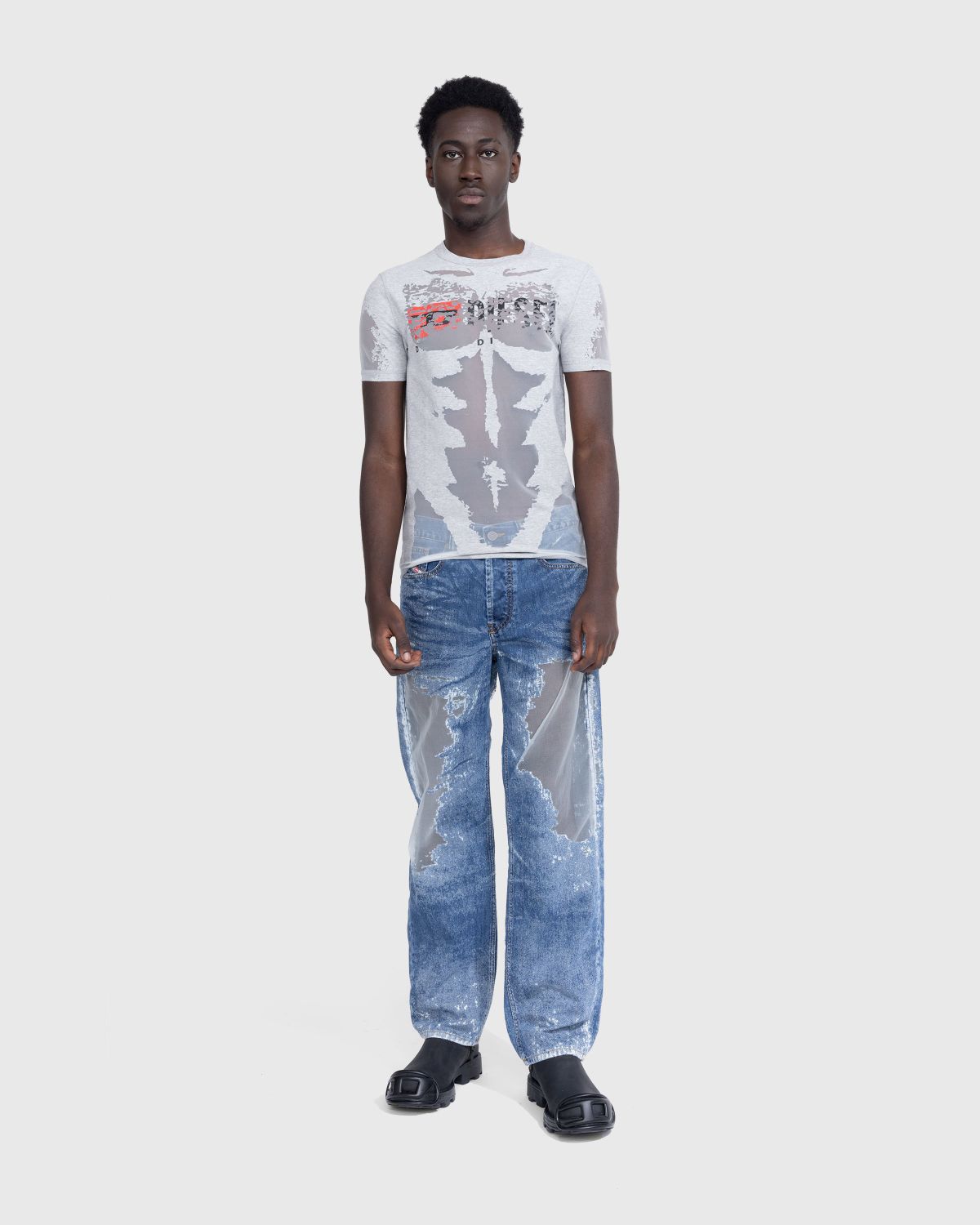 Diesel – T-Erme Burnout T-Shirt Grey - Tops - Multi - Image 2