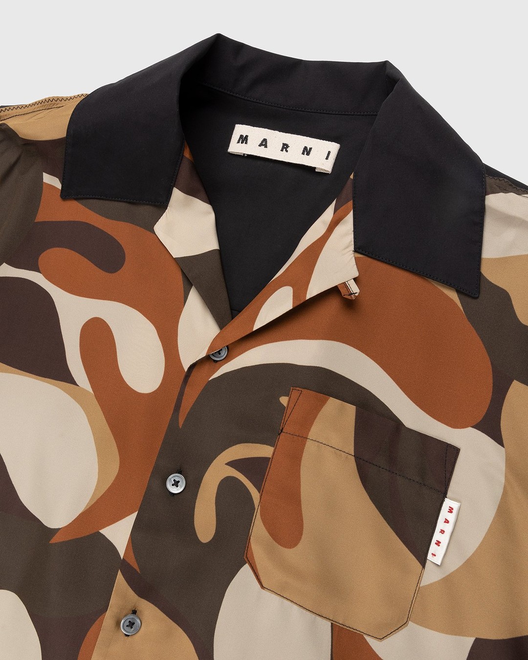 Marni – 50s Camo Mixed Material Bowling Shirt Soft Beige - Shirts - Beige - Image 4