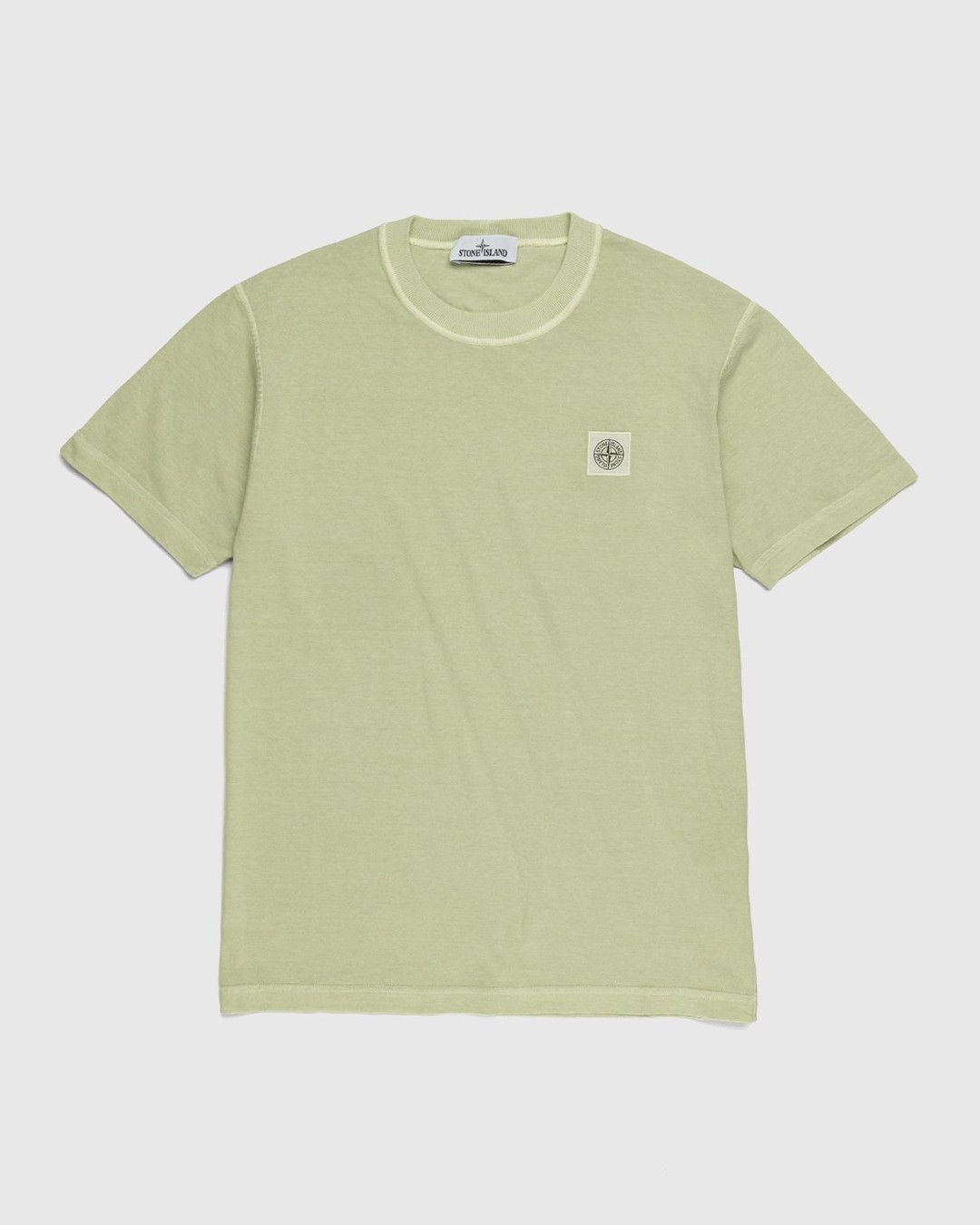 Stone Island – 23757 Garment-Dyed Fissato T-Shirt Light Green - T-shirts - Green - Image 1