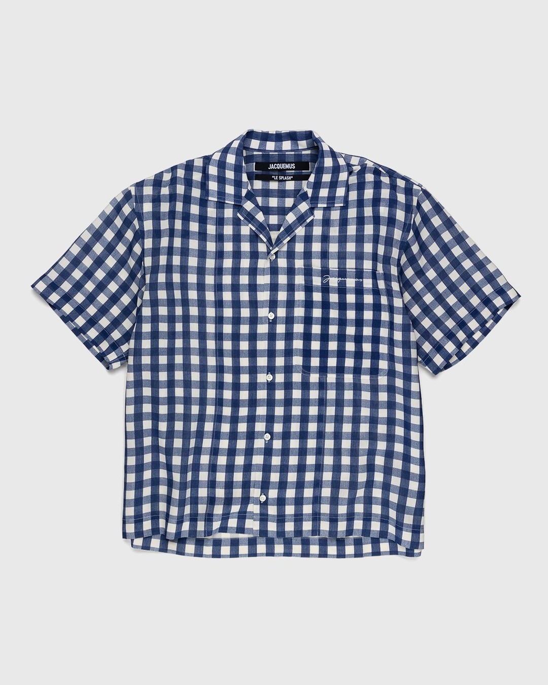 JACQUEMUS – La Chemise Jean Navy Checks - Shortsleeve Shirts - Blue - Image 1