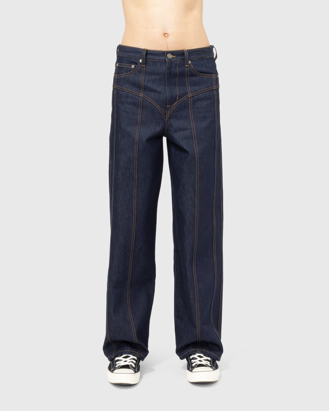 Jean Paul Gaultier – Raw Low-Rise Jeans Indigo - Pants - Blue - Image 3