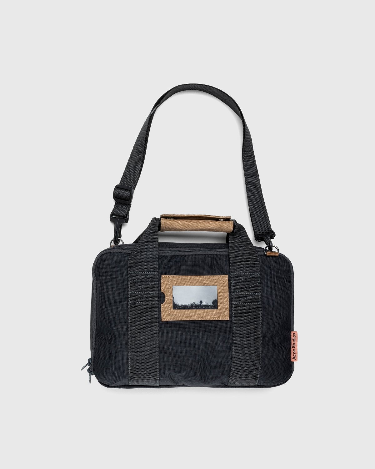Acne Studios – Nylon Crossbody Laptop Bag Black/Khaki Green - Waistbags - Black - Image 1