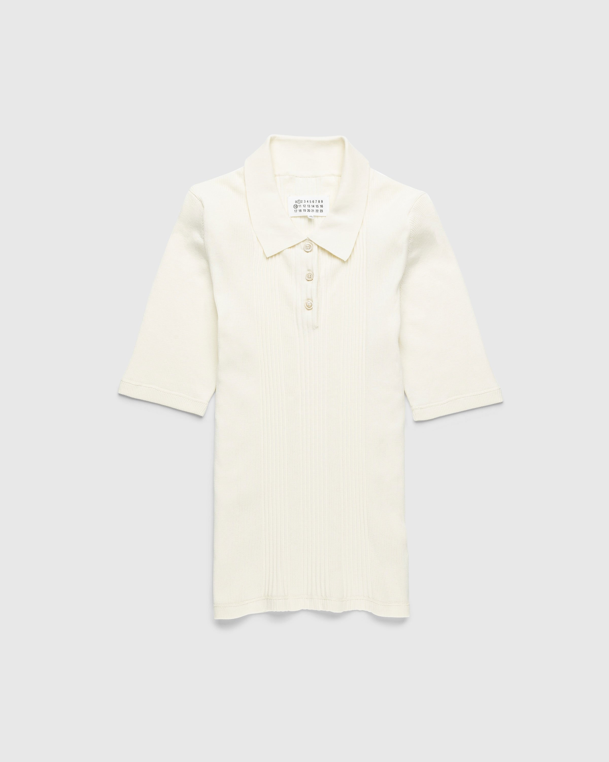 Maison Margiela – Knitted Polo Shirt Beige - Shirts - Beige - Image 1