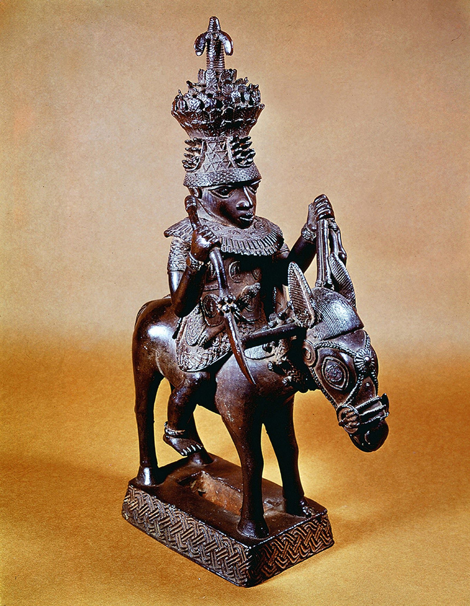 UNSPECIFIED - CIRCA 1754: Benin bronze of horse and rider. British Museum.