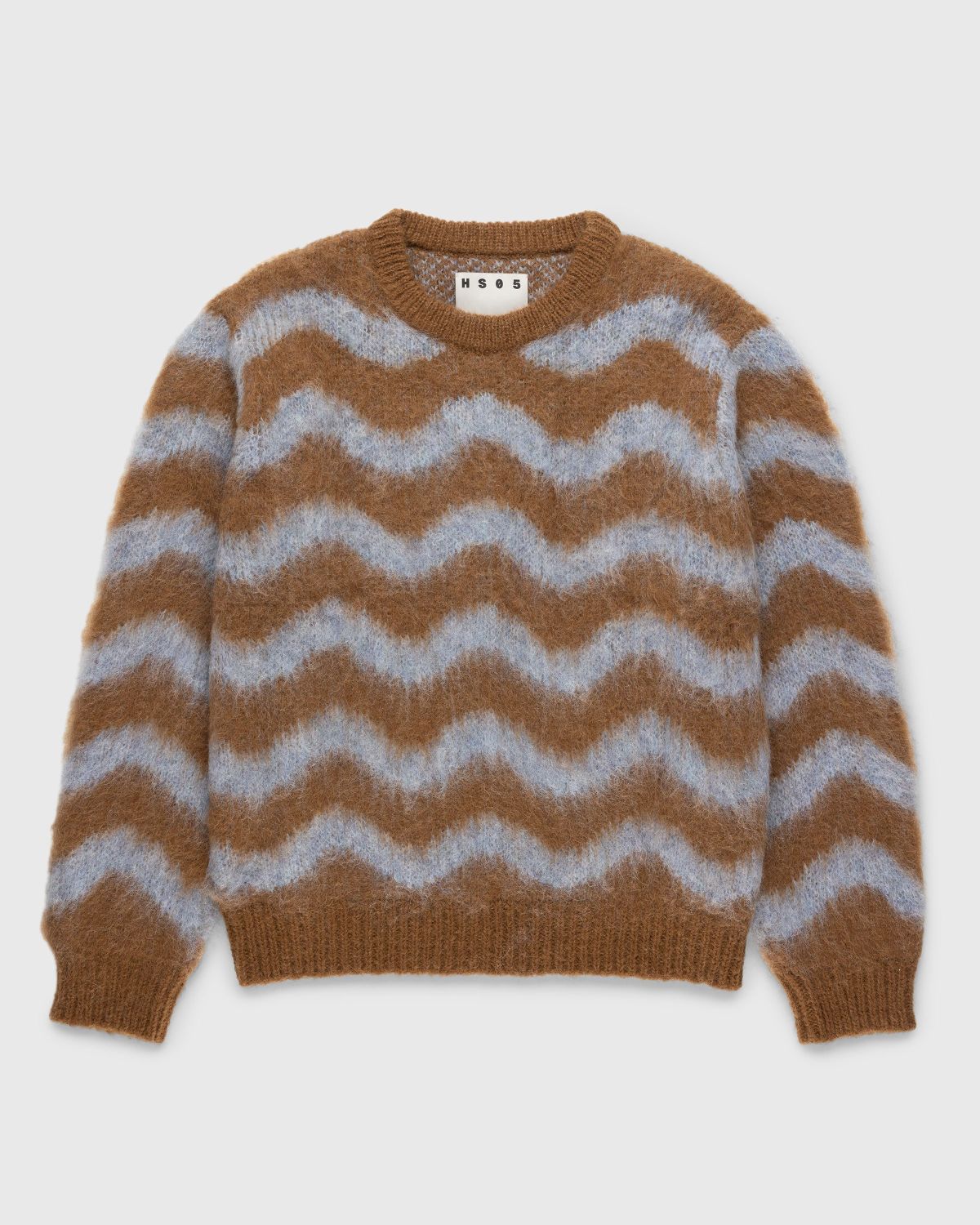 Highsnobiety HS05 – Alpaca Fuzzy Wave Sweater Light Blue/Brown - Knitwear - Multi - Image 1