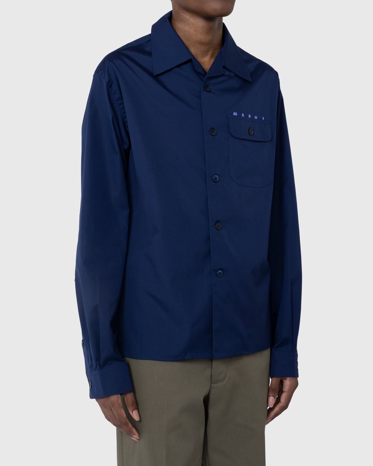 Marni – Logo Bowling Shirt Ink - Shirts - Blue - Image 4