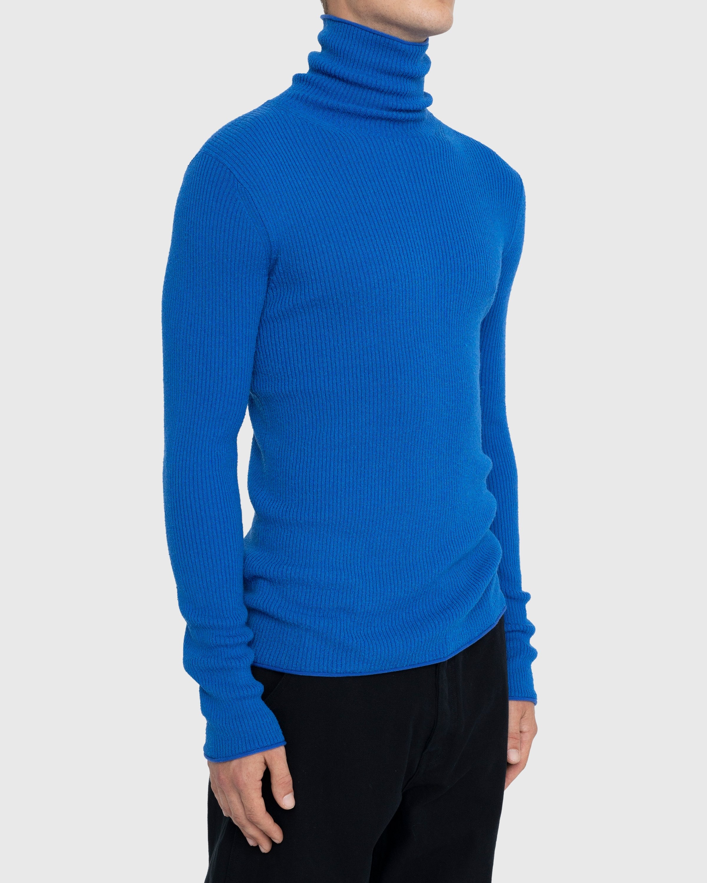 Acne Studios Roll Neck Ribbed Knit Sweater Ultramarine Blue