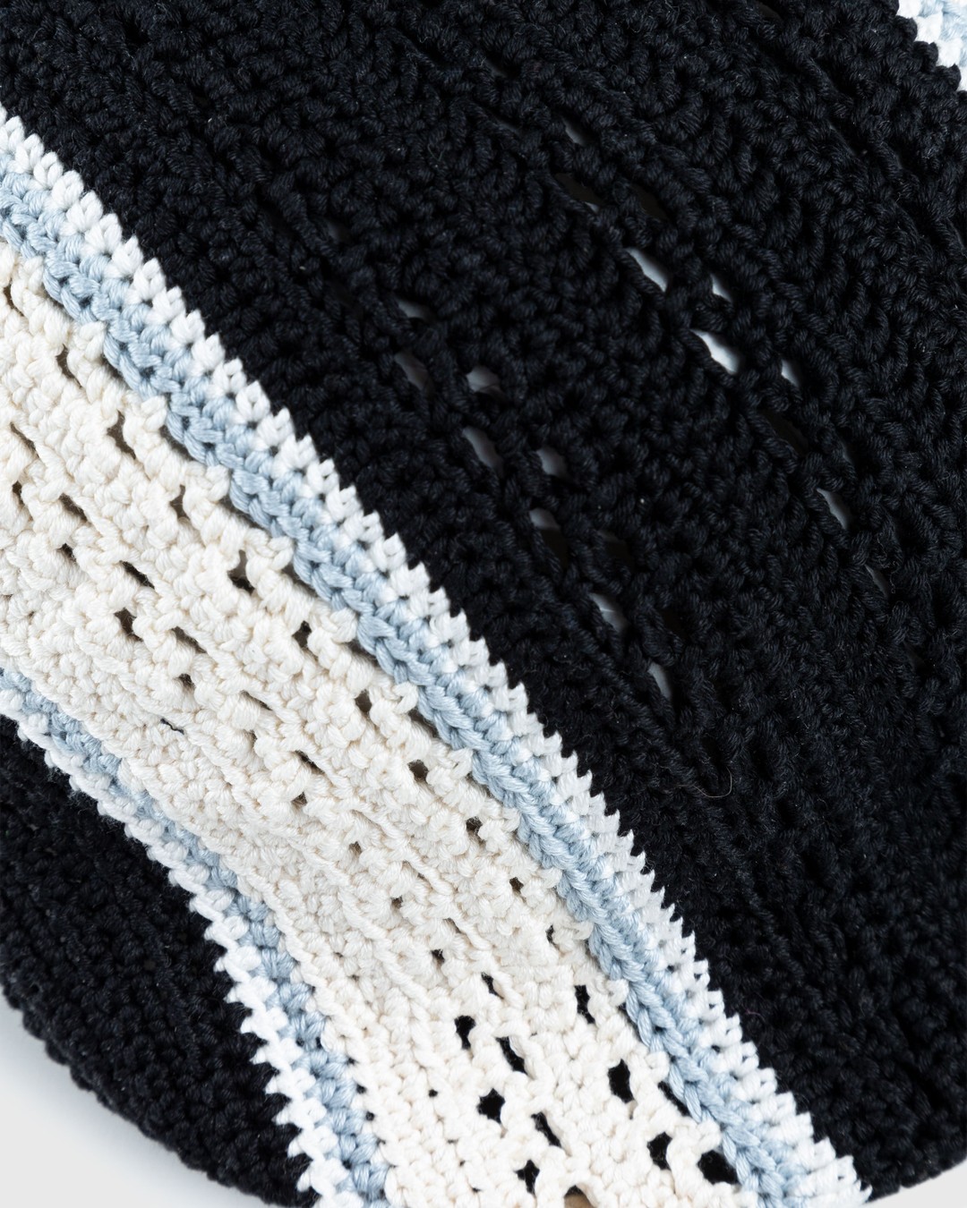SSU – Crochet Flat Hat Black/Ivory - Flat Caps - Black - Image 4