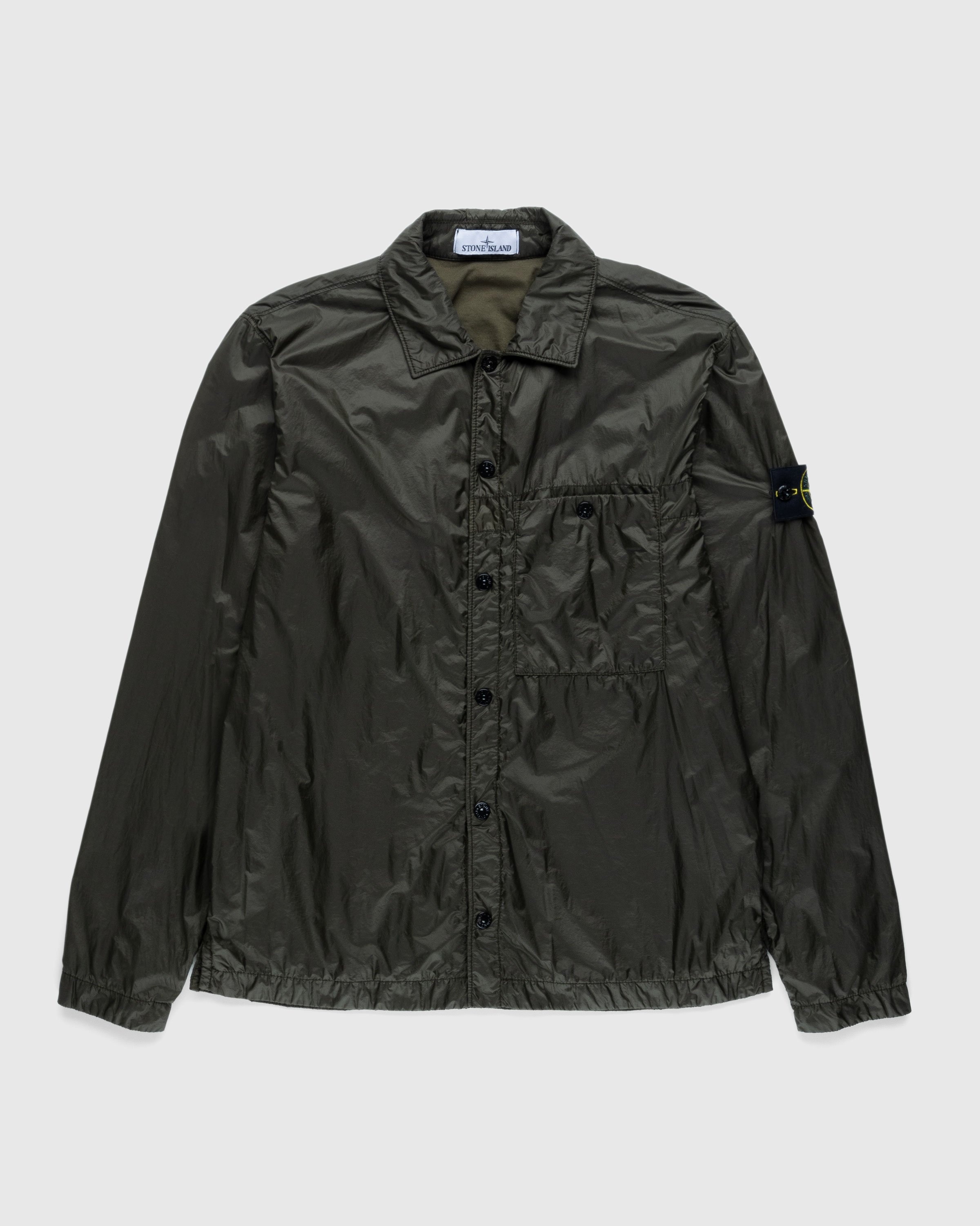 Stone Island – Coated Nylon Overshirt Olive - Shirts - Green - Image 1