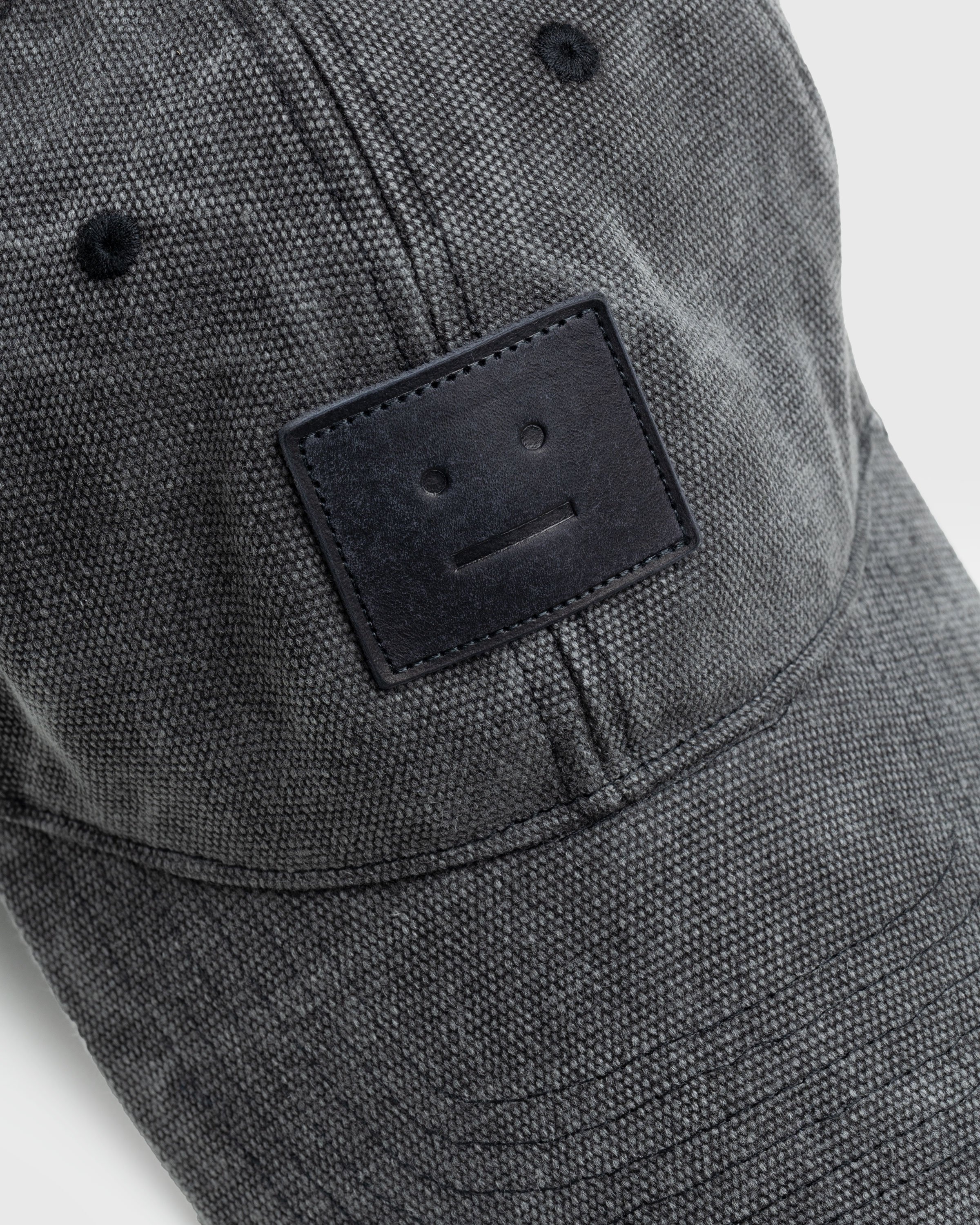 Acne Studios – Leather Face Logo Baseball Cap Grey - Hats - Grey - Image 4