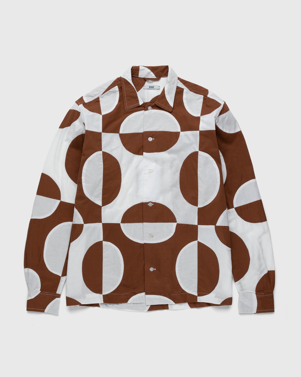Bode – Duo Oval Patchwork Long-Sleeve Shirt Brown - Shirts - Multi - Image 1