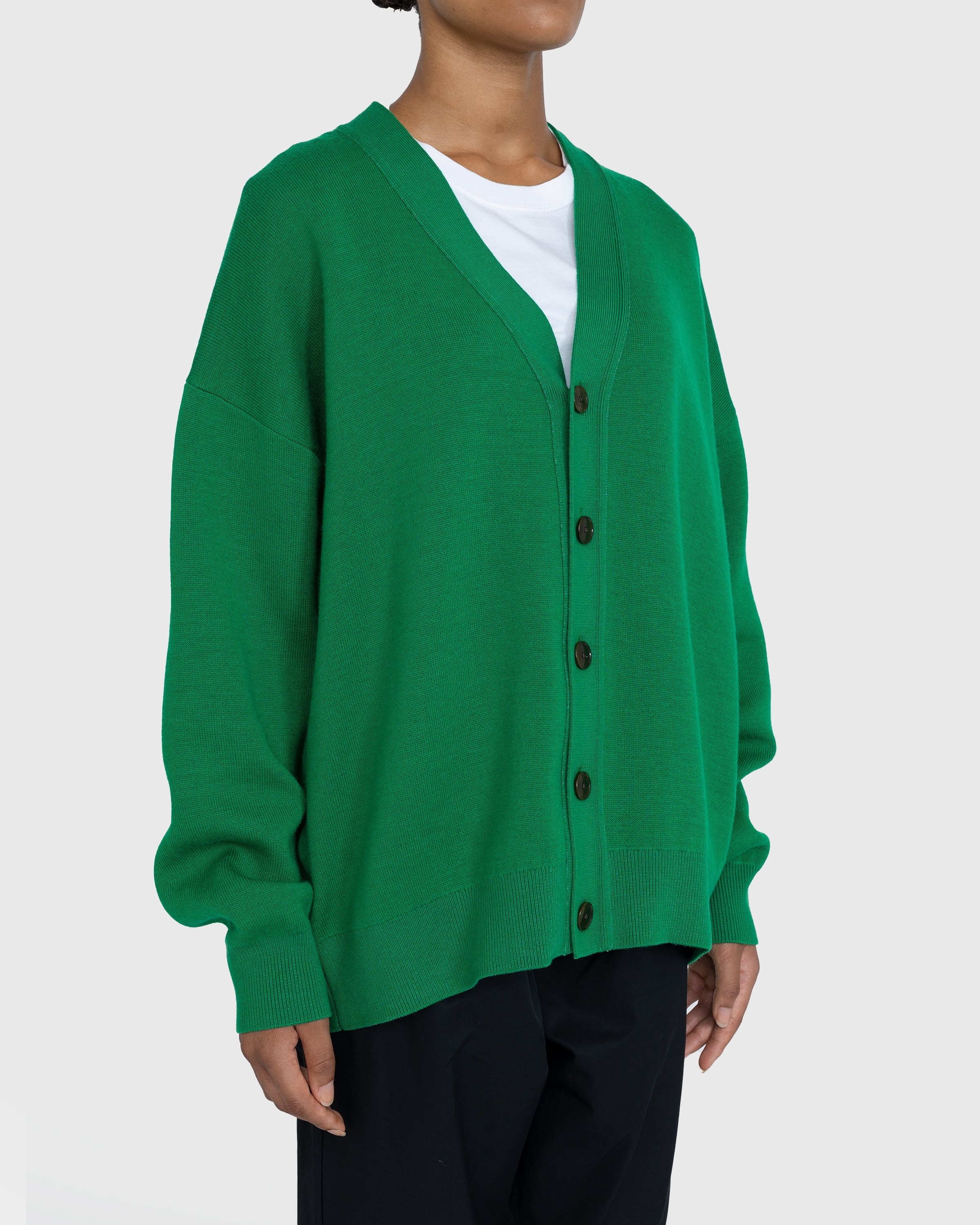 Acne Studios – Wool Blend V-Neck Cardigan Sweater Electric Green