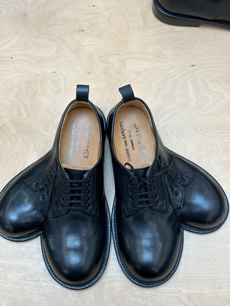 COMME DES GARCONS pony hair and leather sneakers