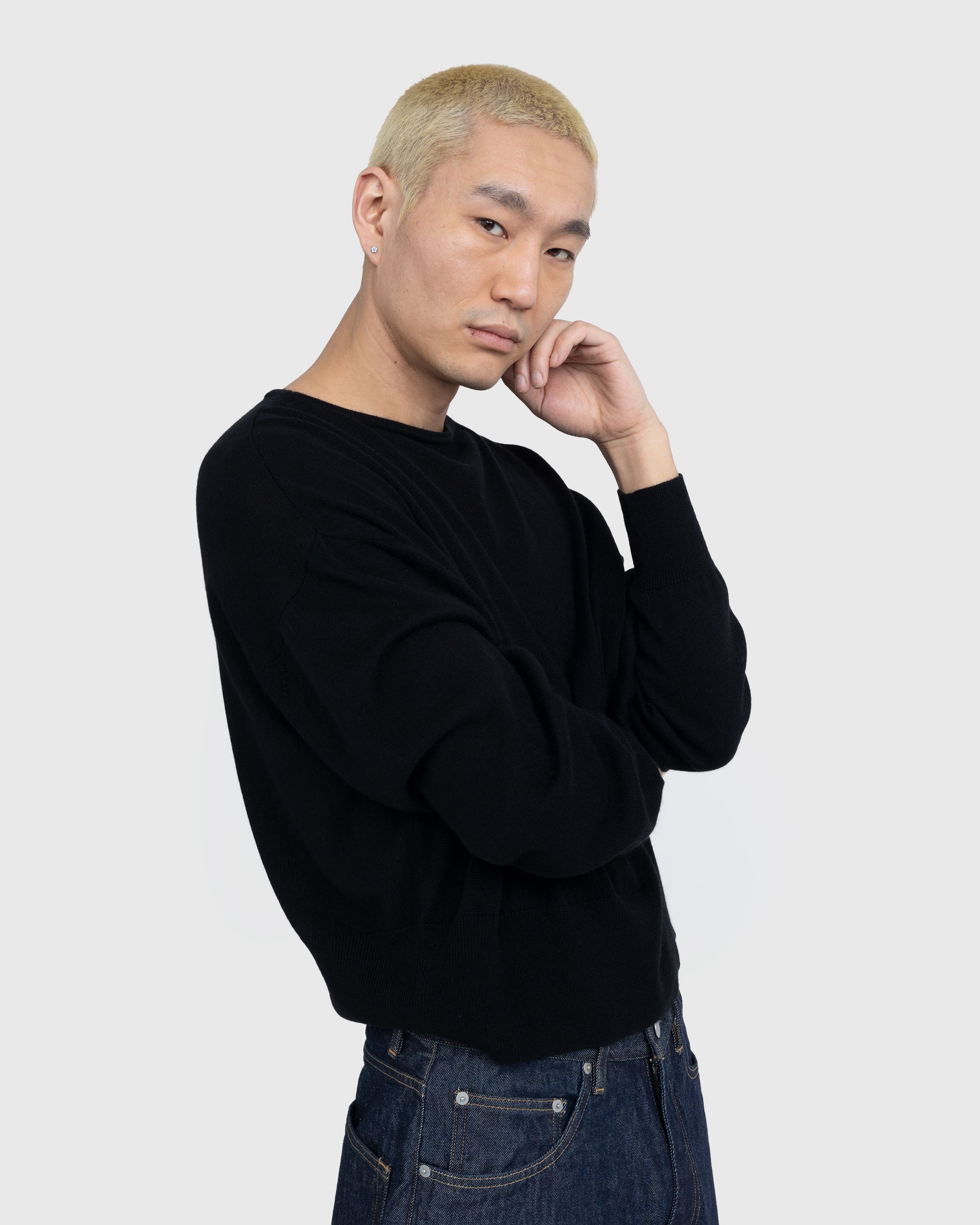 Auralee Super Fine Cashmere Silk Knit Boat Neck Pullover Black