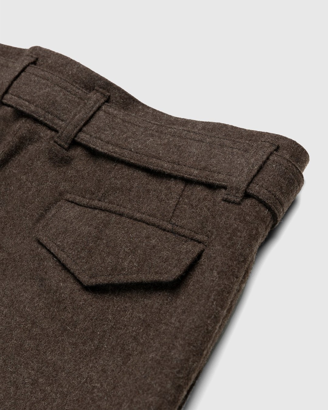 Auralee – High-Waisted Shetland Wool Pants Dark Brown - Cargo Pants - Brown - Image 4