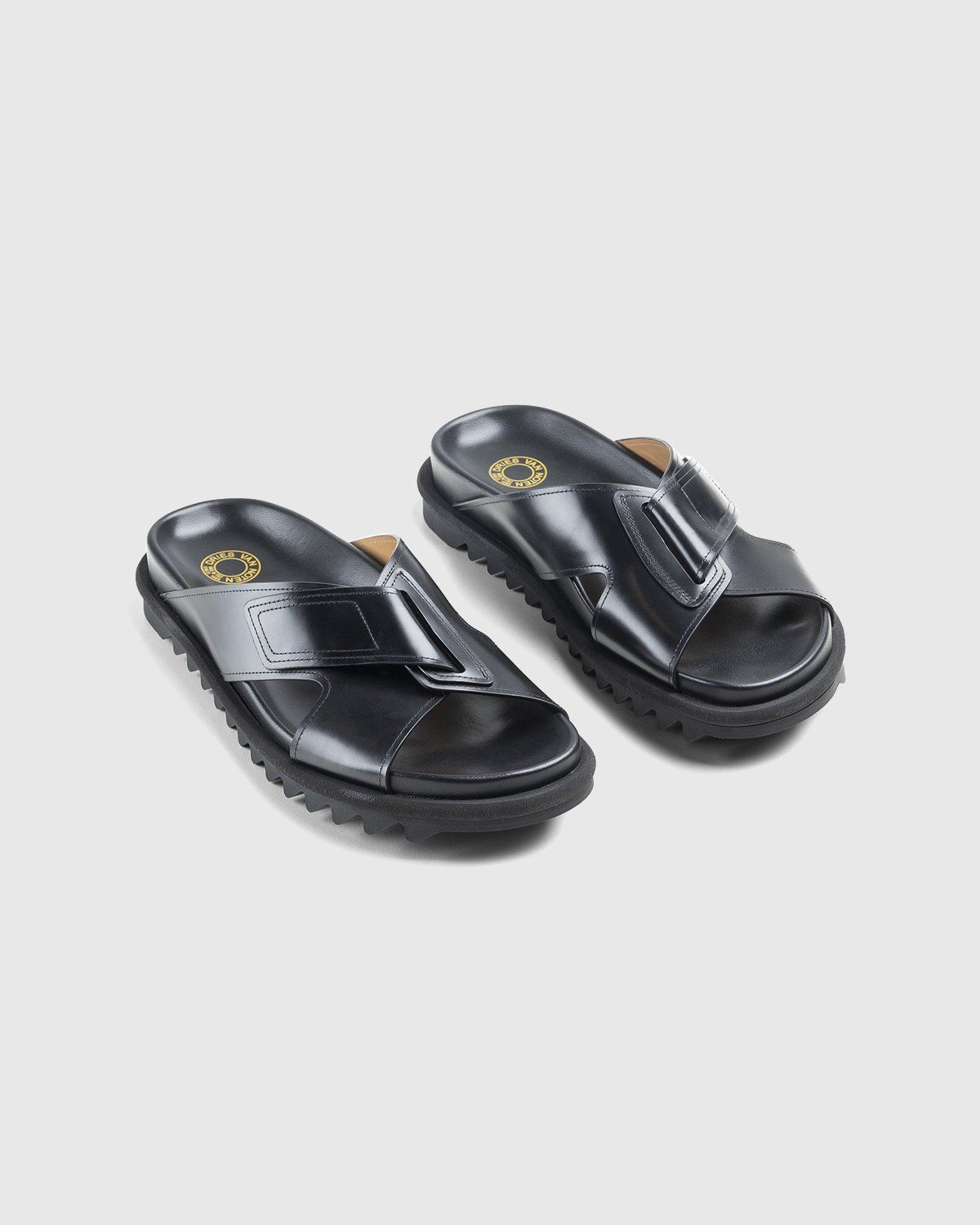 Dries Van Noten – Leather Criss-Cross Sandals Black - Image 3