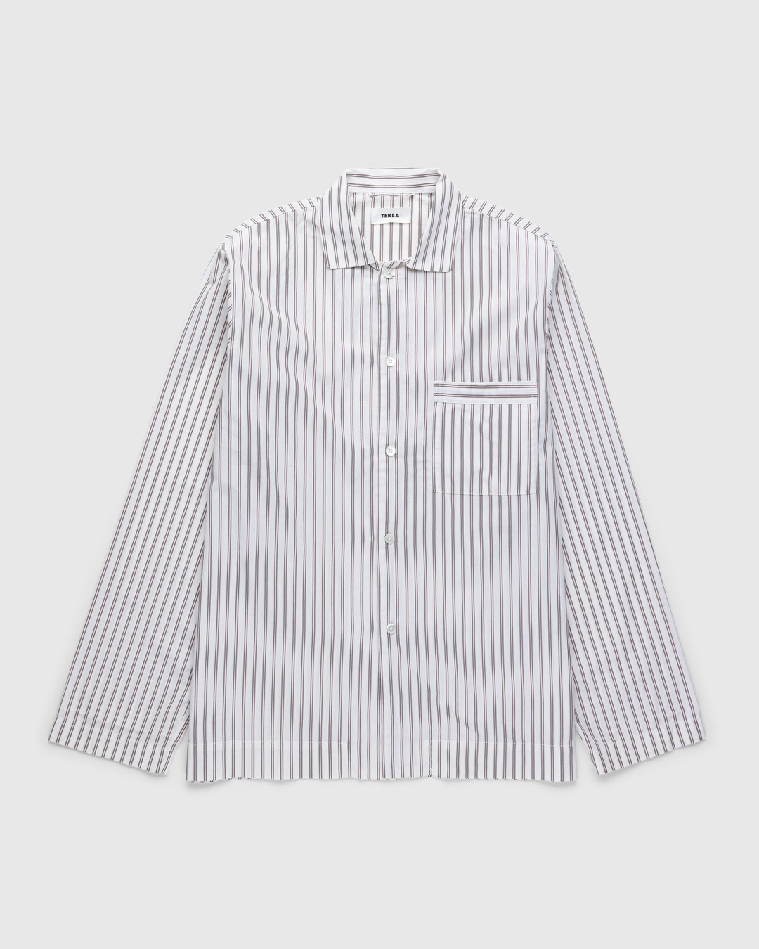 Tekla – Cotton Poplin Pyjamas Shirt Hopper Stripes - Loungewear - Beige - Image 1