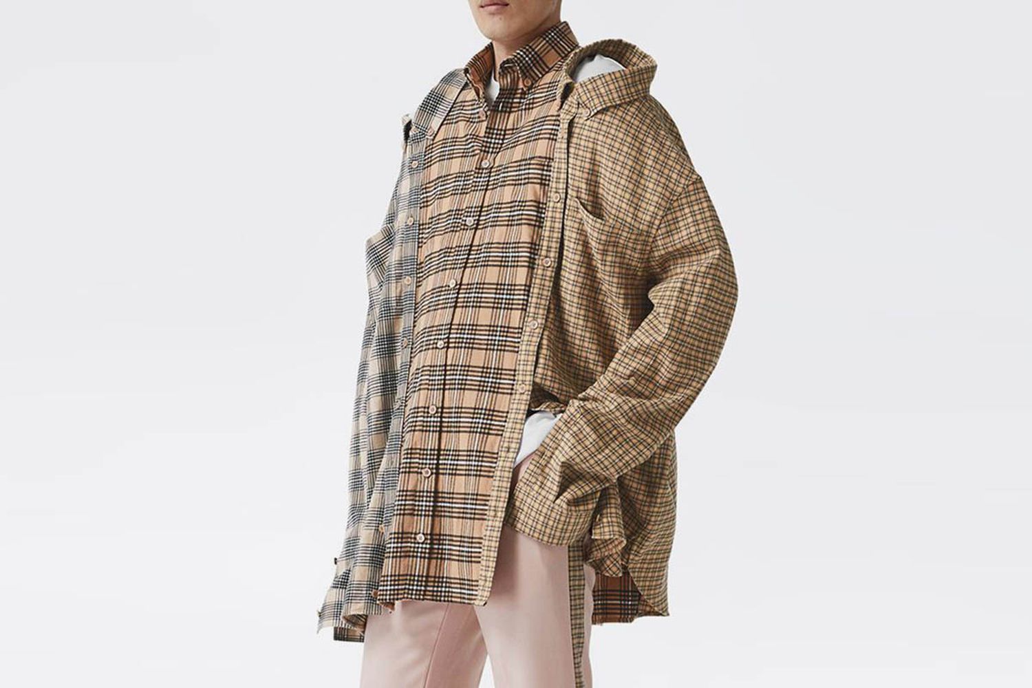 Contrast Check Flannel Reconstructed Shirt