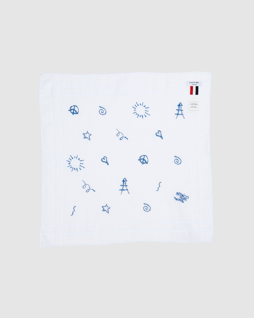 Colette Mon Amour x Thom Browne – White Embroidered Pocket Square - Bags - White - Image 1