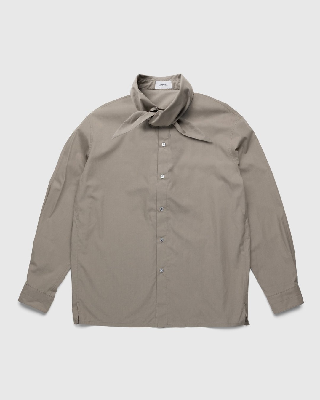 Lemaire – Tie Neck Shirt Greige - Longsleeve Shirts - Beige - Image 1