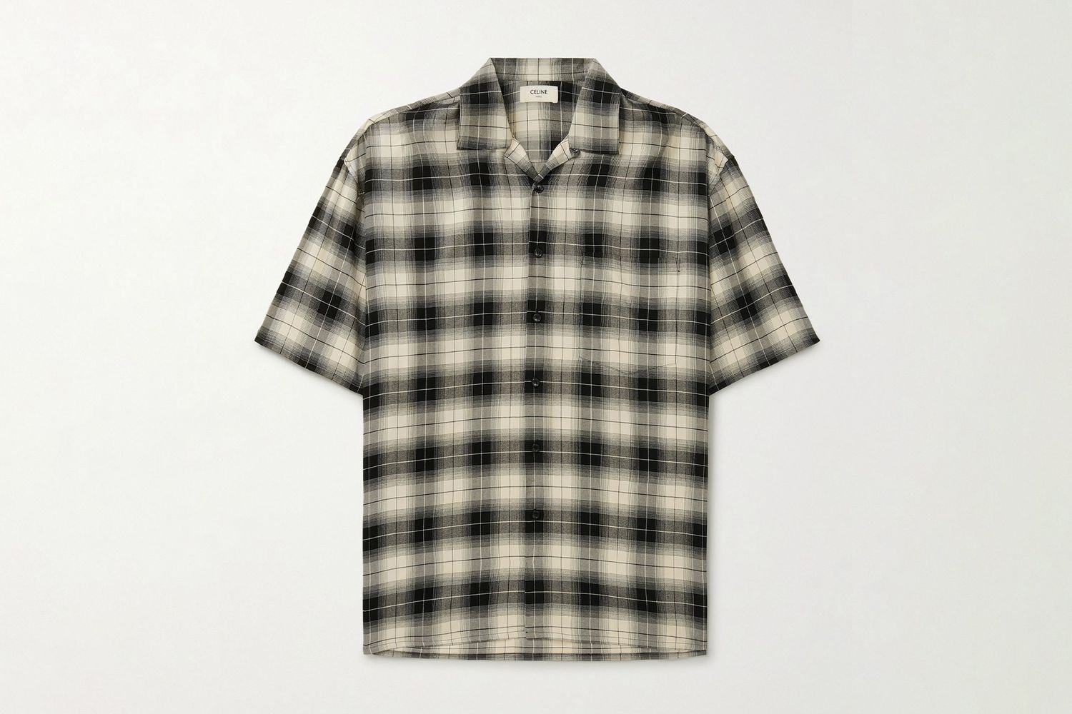 Camp-Collar Checked Woven Shirt