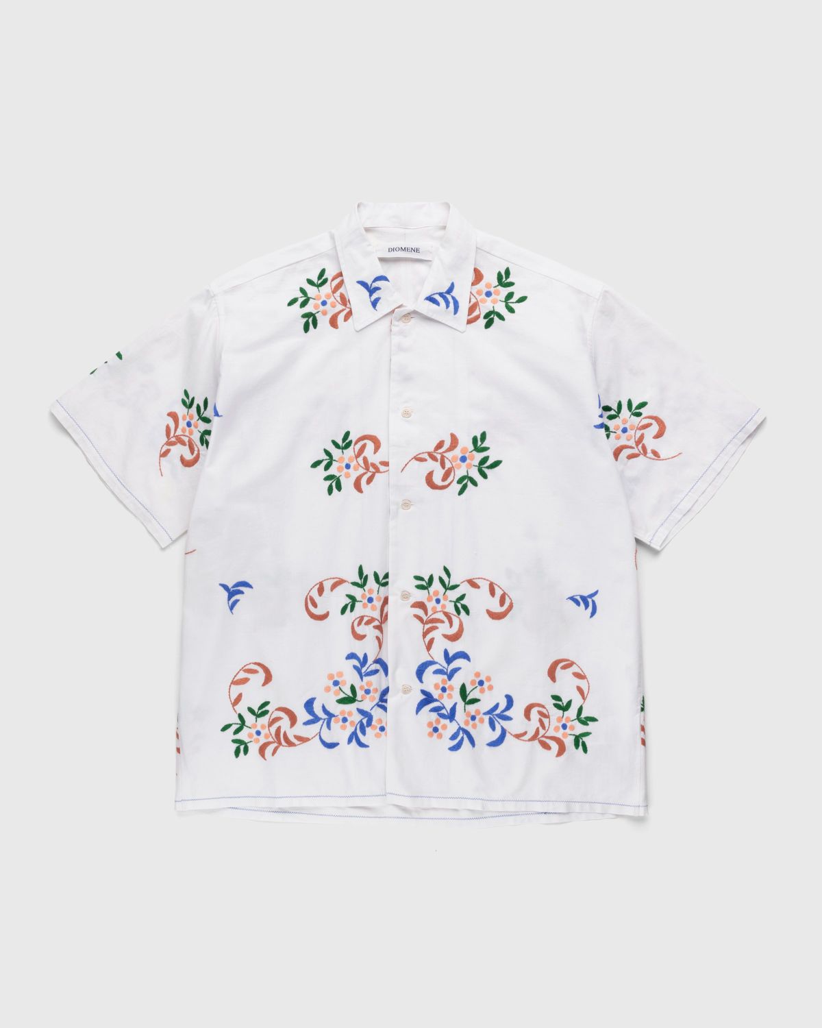 Diomene by Damir Doma – Embroidered Vacation Shirt White/Blue - Shirts - White - Image 1