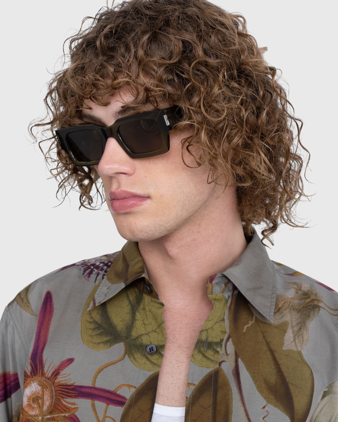 Saint Laurent – SL 572 Square Frame Sunglasses Green/Brown - Eyewear - Multi - Image 4