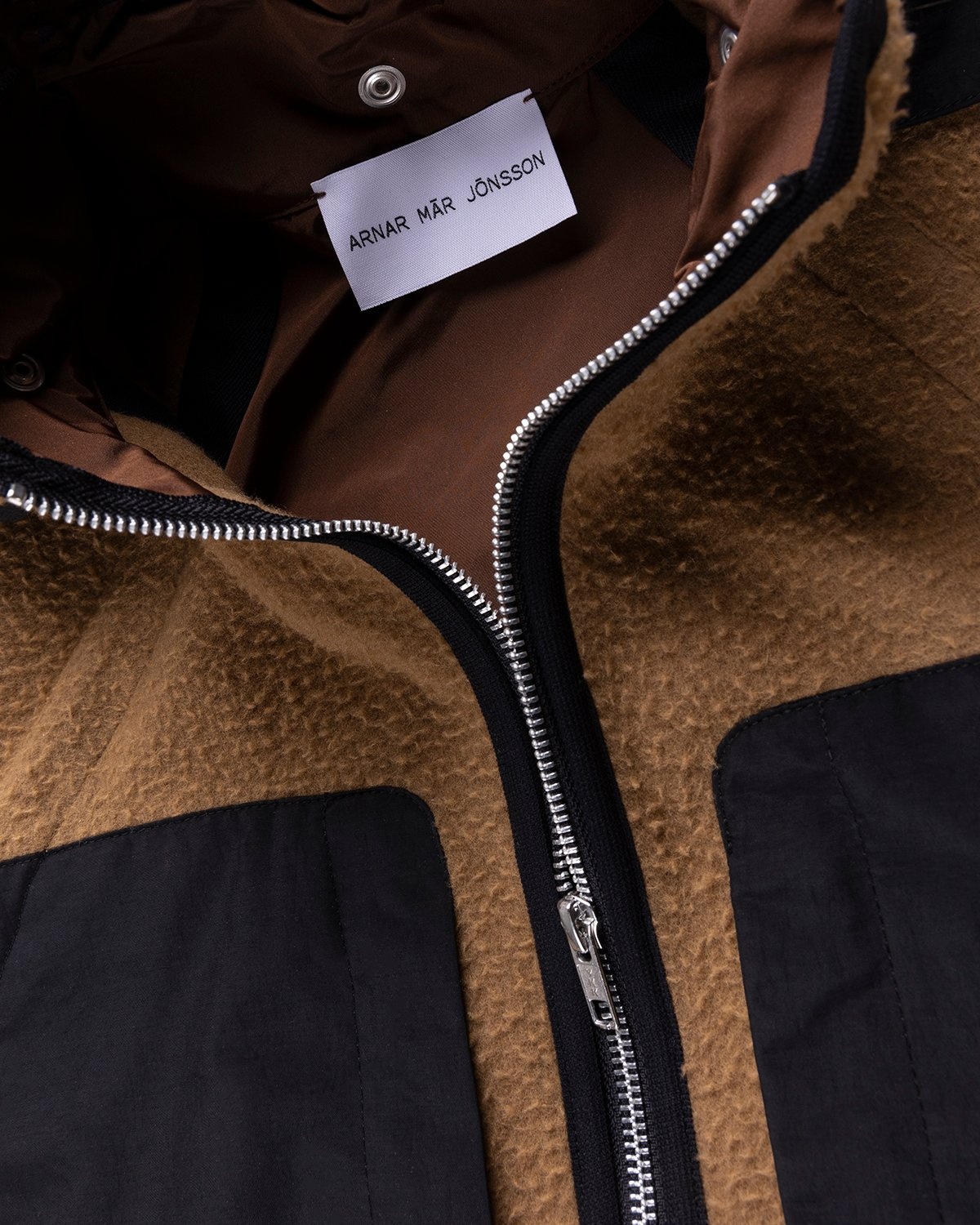 Arnar Mar Jonsson – Patch Pocket Hooded Tracktop Caramel Chocolate - Outerwear - Brown - Image 4